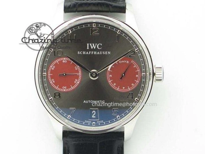 MIROTIME 0407 Portuguese IW544404 SS Gray Dial On Black Leather Strap A Practical 7259